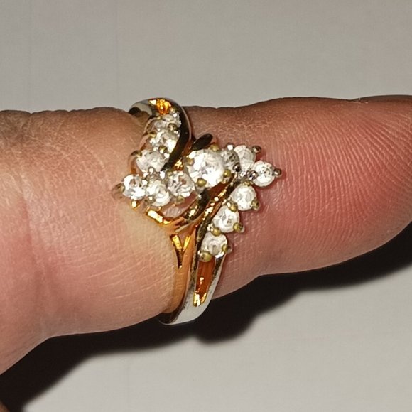 Vintage Gold Plated and CZ Cocktail Ring Size 7 - Picture 2 of 16